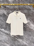 Ralph Lauren Men's Roll‑Cuff Short‑Sleeve Piqué Polo Shirt With Small Black Pony Logo