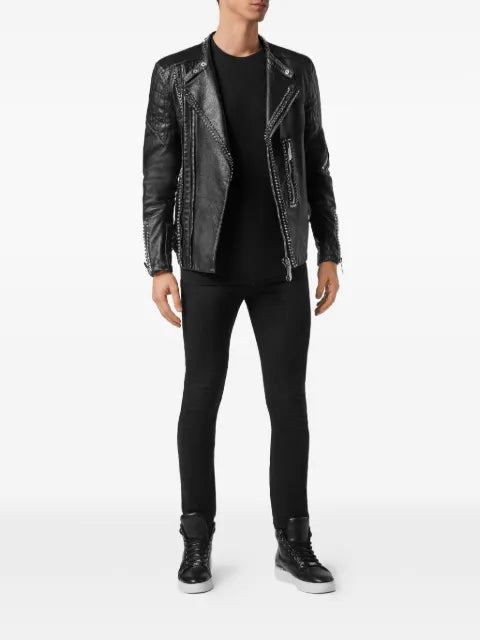 Philipp Plein leather biker jacket studs