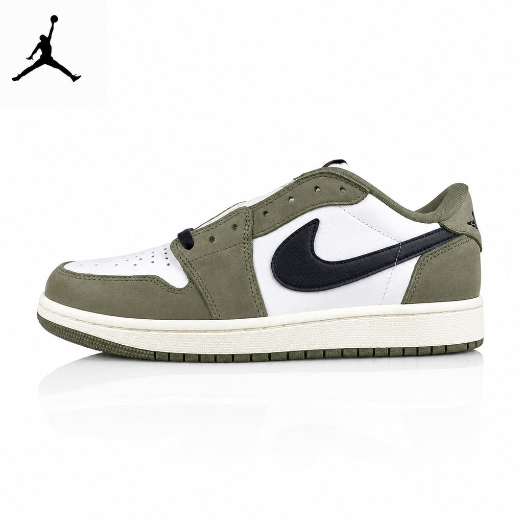 Air Jordan 1 Low Medium Olive Suede Unisex Sneakers HQ6998-200