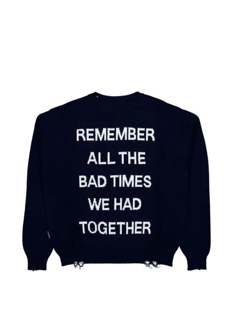 RASSVET distressed slogan-knit sweater