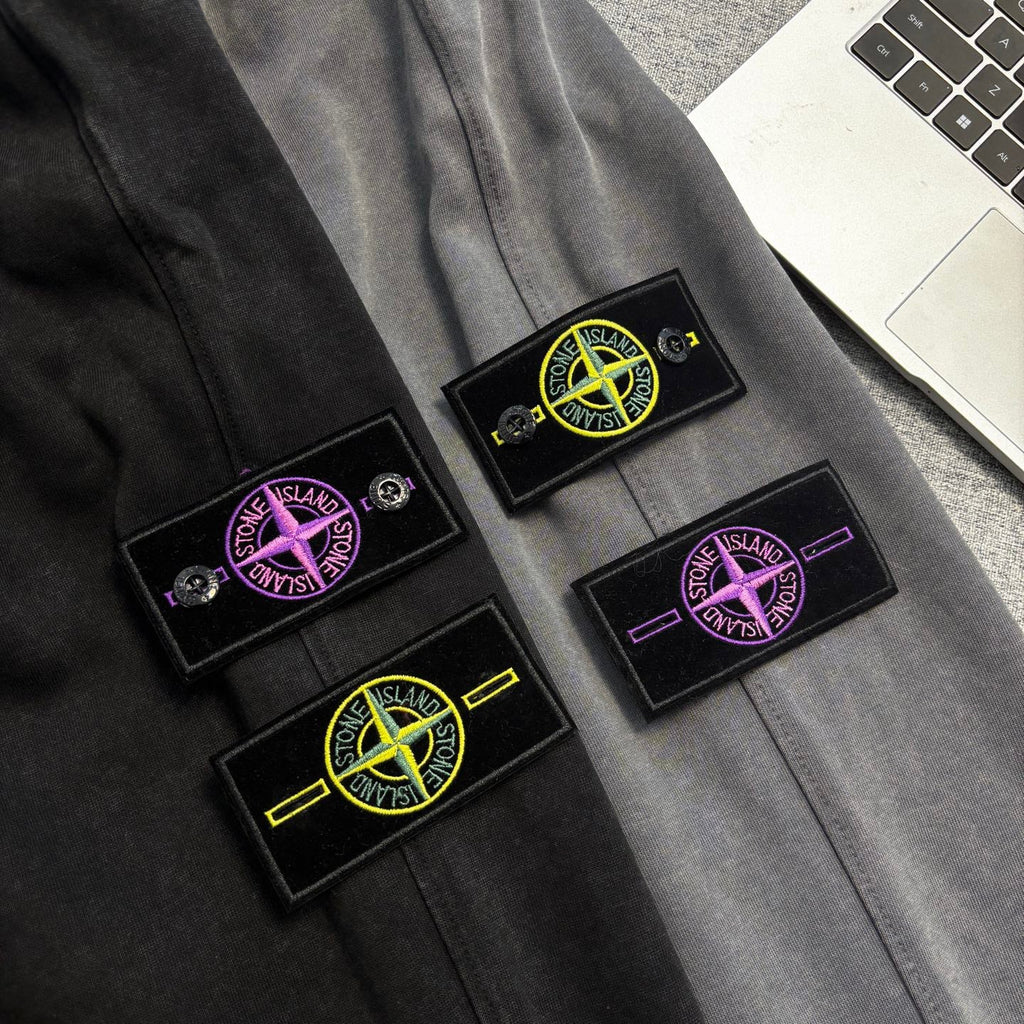 Stone Island Washed Zip-Up Hoodie with Kangaroo Pocket and Compass Badge