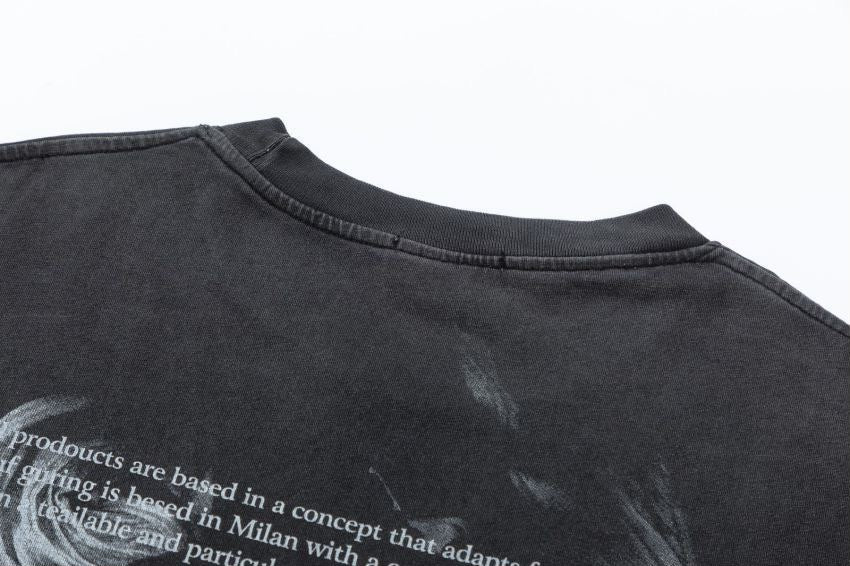 Off-White Washed Oil Painting Graphic Short Sleeve Crewneck T-Shirt