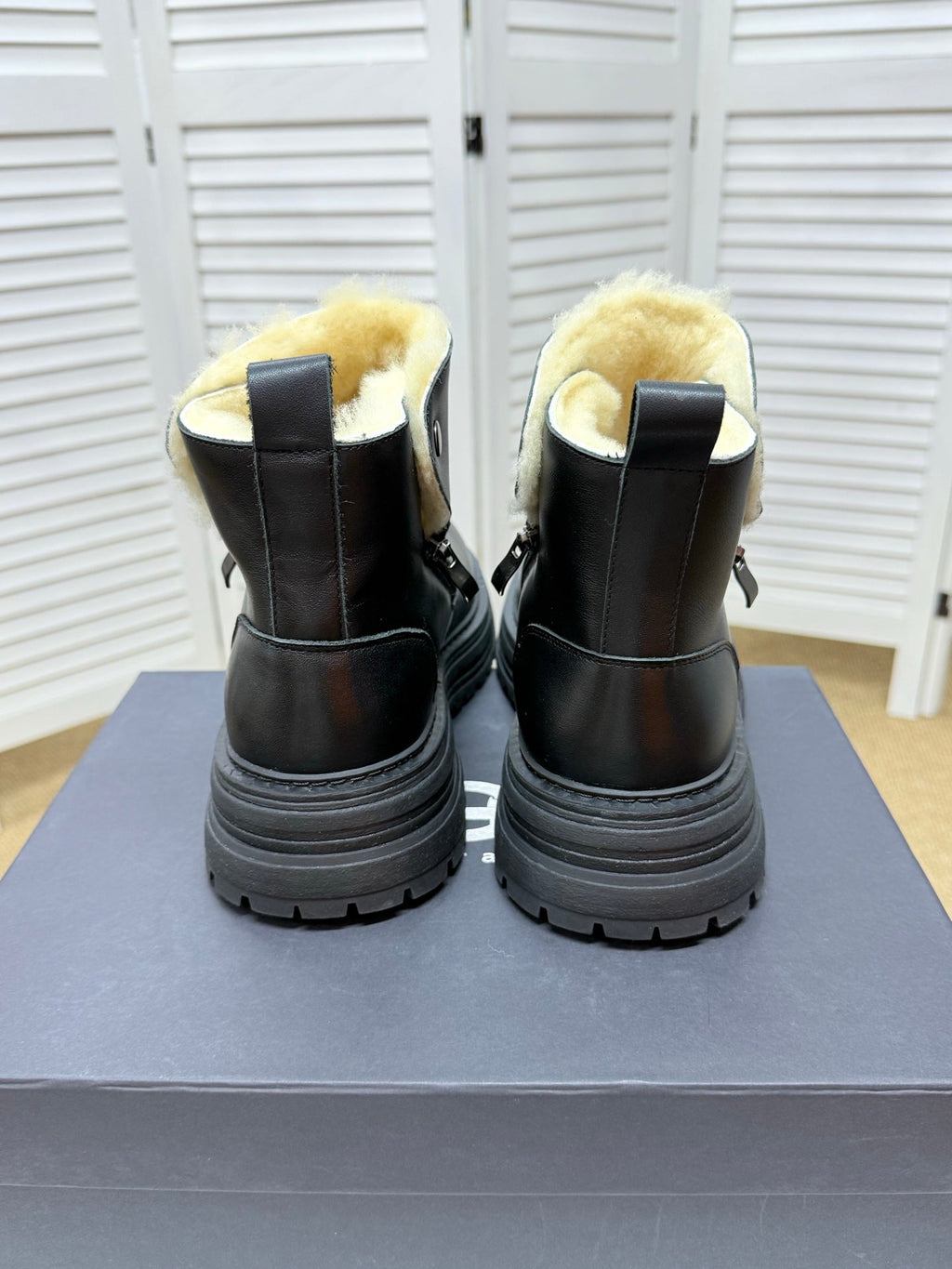 UGG Black Folded-Cuff Leather Boots