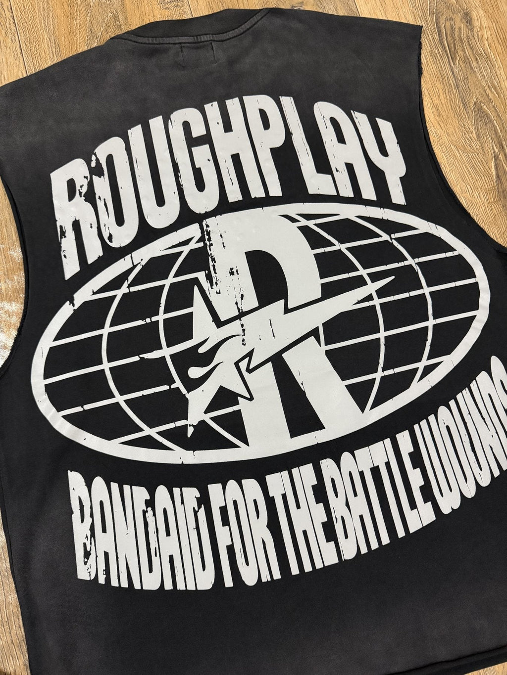 Rough Play Warning Globe Graphic Sleeveless T-Shirt
