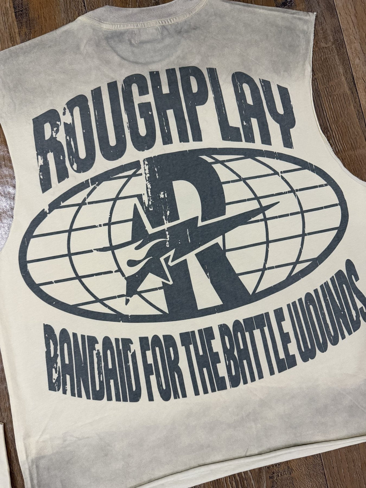 Rough Play Warning Globe Graphic Sleeveless T-Shirt