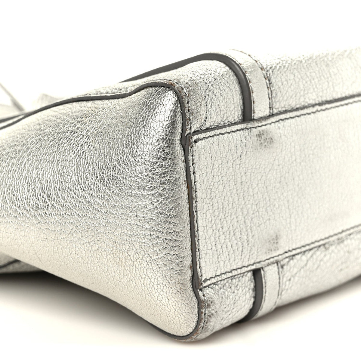 Metallic Goatskin Logo XXS Everyday Tote Argent Black