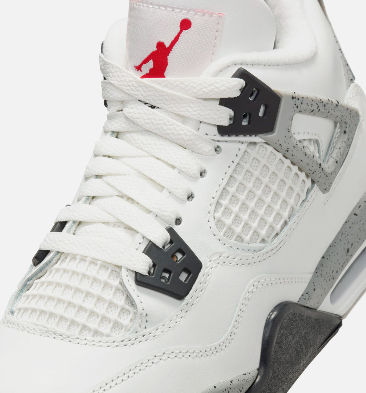 Air Jordan 4 Retro White Cement Grade School Lifestyle Shoes - Summit White/Fire Red/Cement Grey/Black