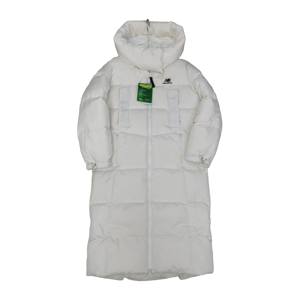 New Balance Hooded Long Puffer Coat | Off White | Women's Winter Coat