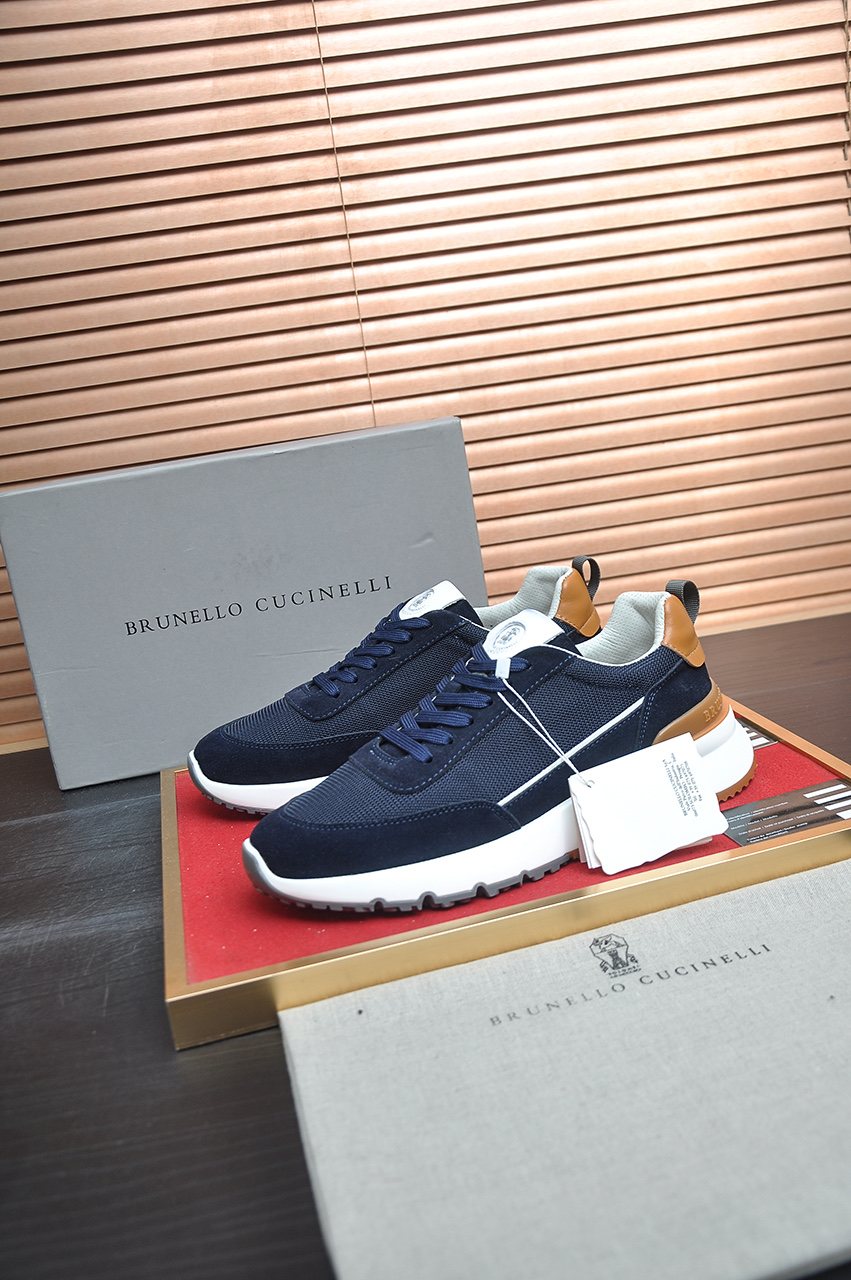 Brunello Cucinelli Contrast Panel Low-Top Sneakers