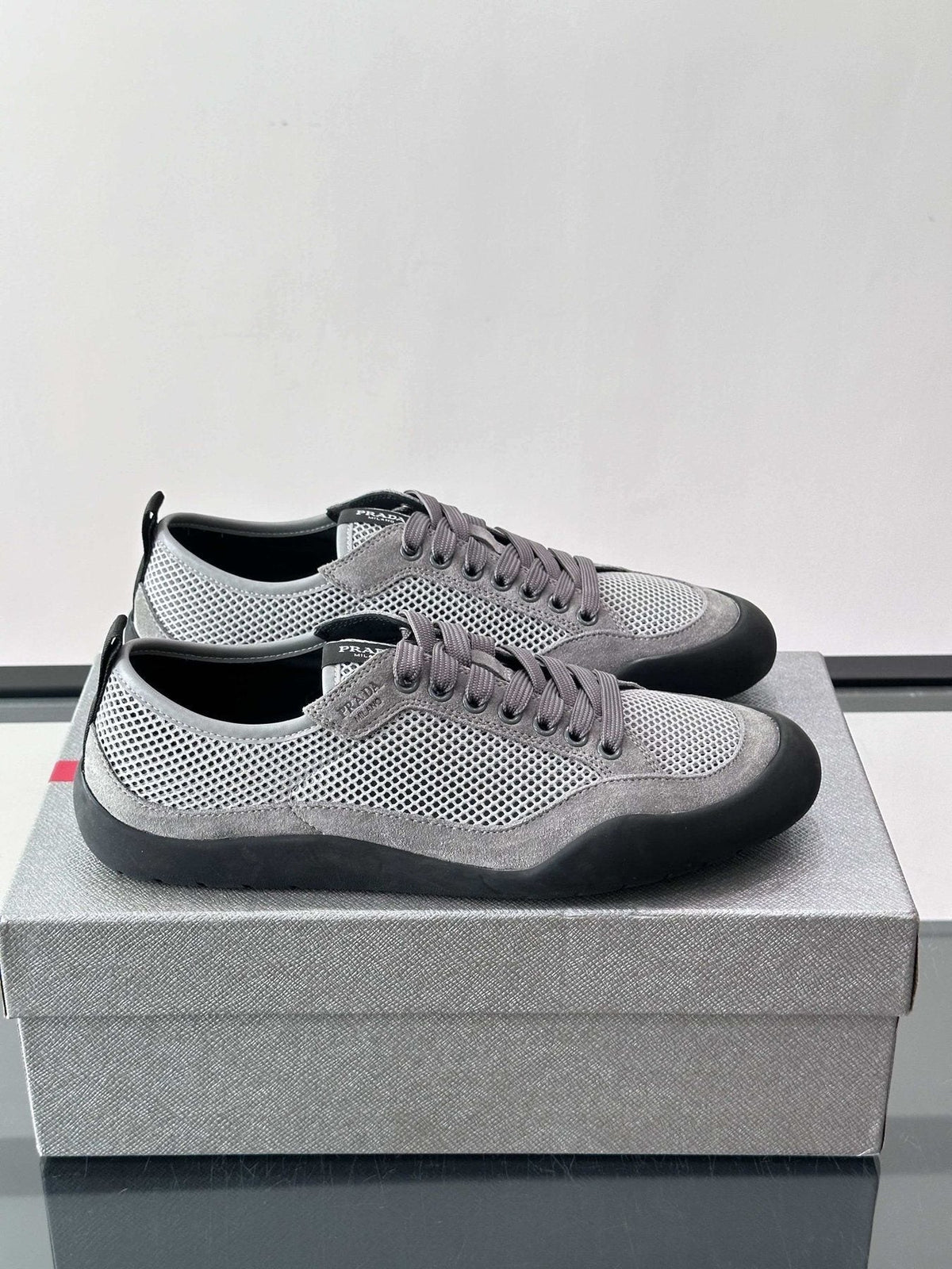 Prada Men's Low-Top Perforated Sneakers