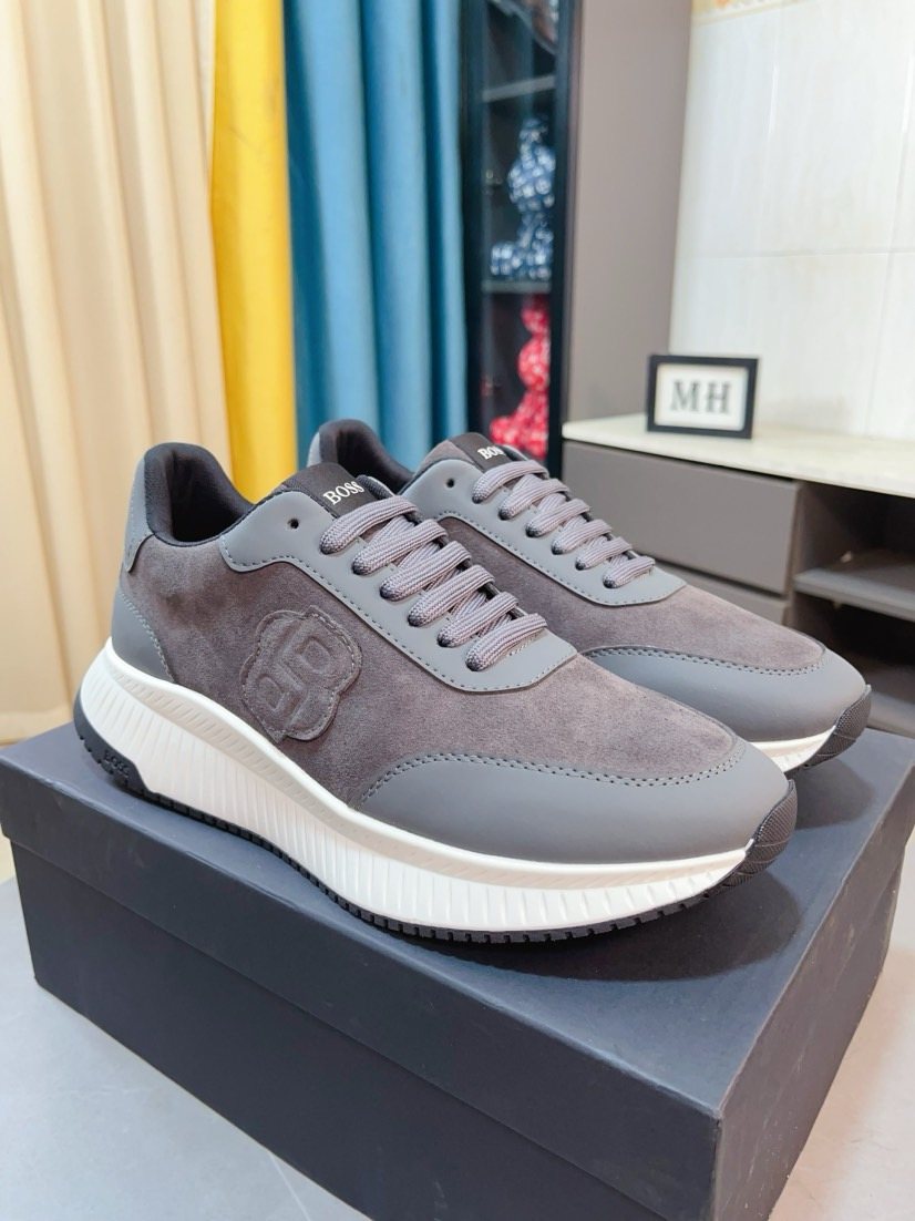 BOSS Men's Olive Green Low-Top Sneakers