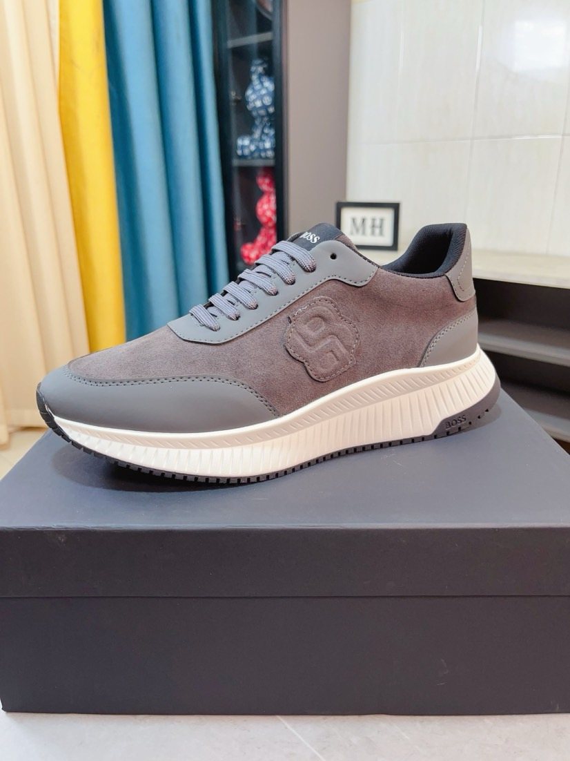 BOSS Men's Olive Green Low-Top Sneakers