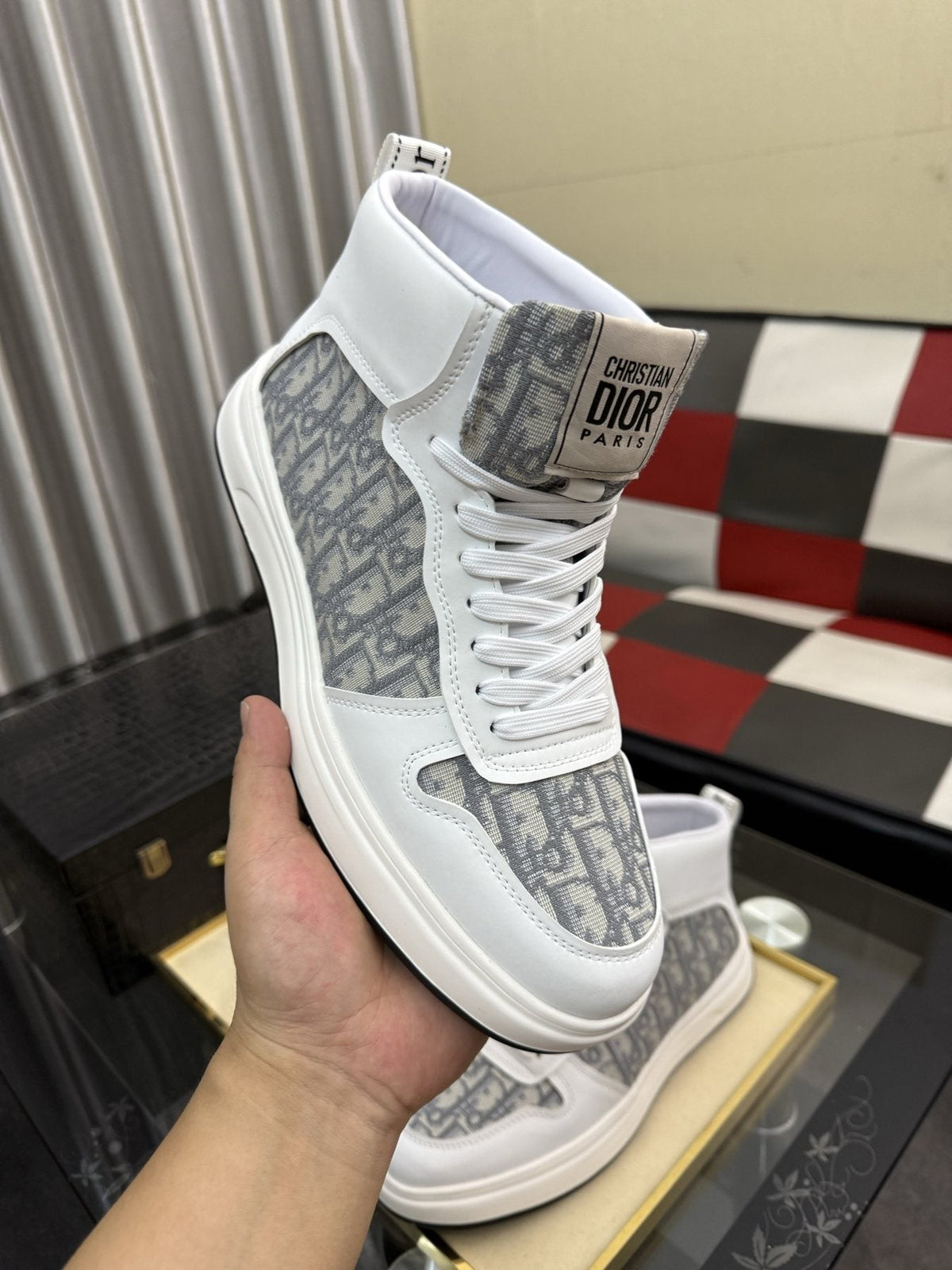 Dior Patterned High-Top Sneakers