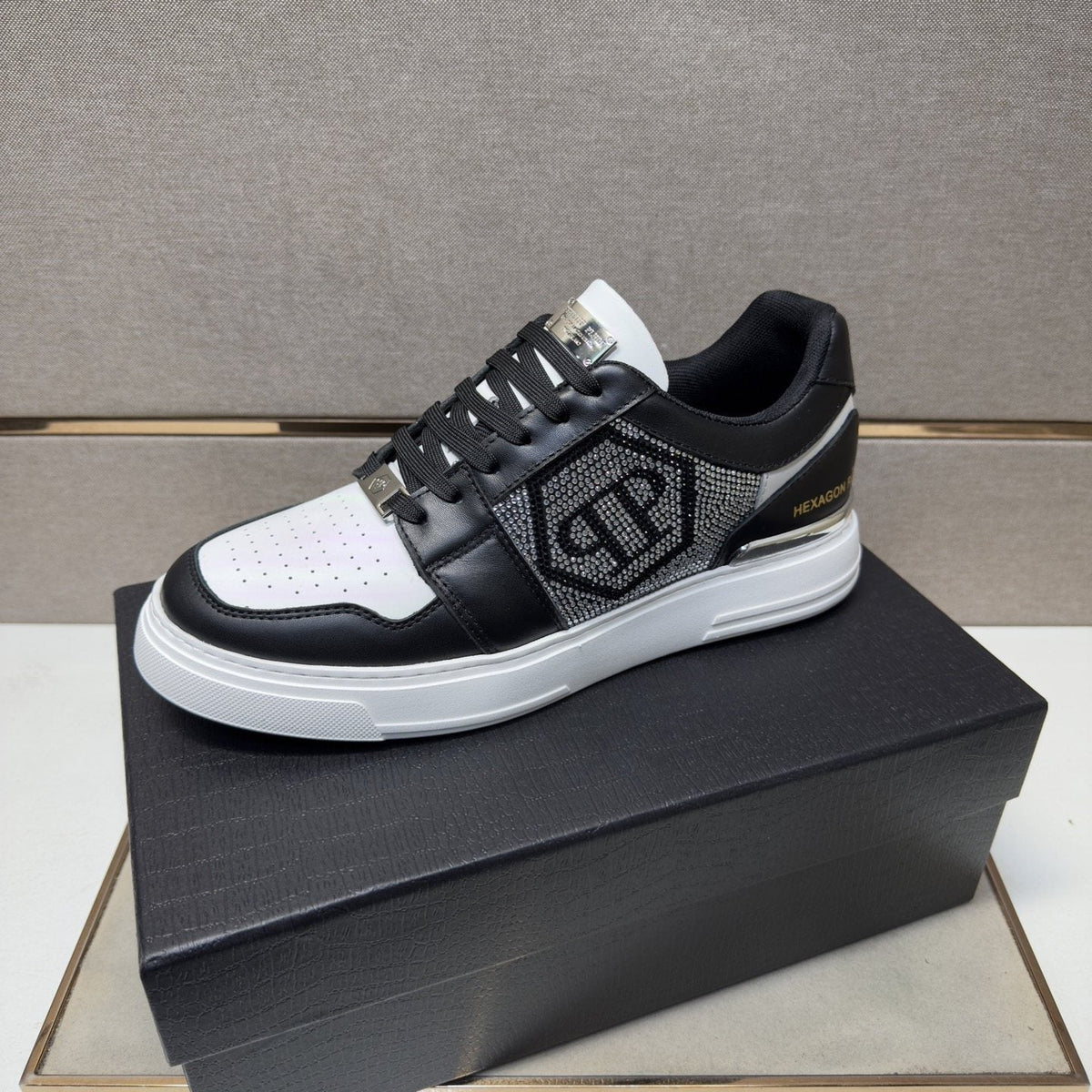 Philipp Plein Black and White Panel Sneakers