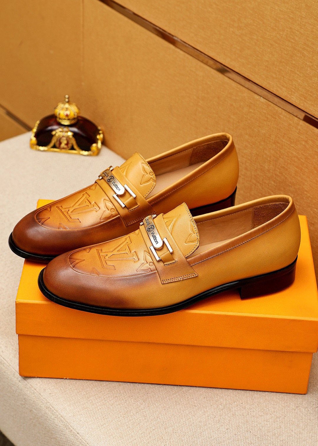 Louis Vuitton Embossed Metal-Bar Loafers